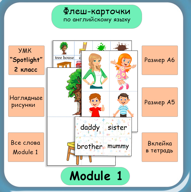 Флеш-карточки по английскому языку “Spotlight 2” Module 1