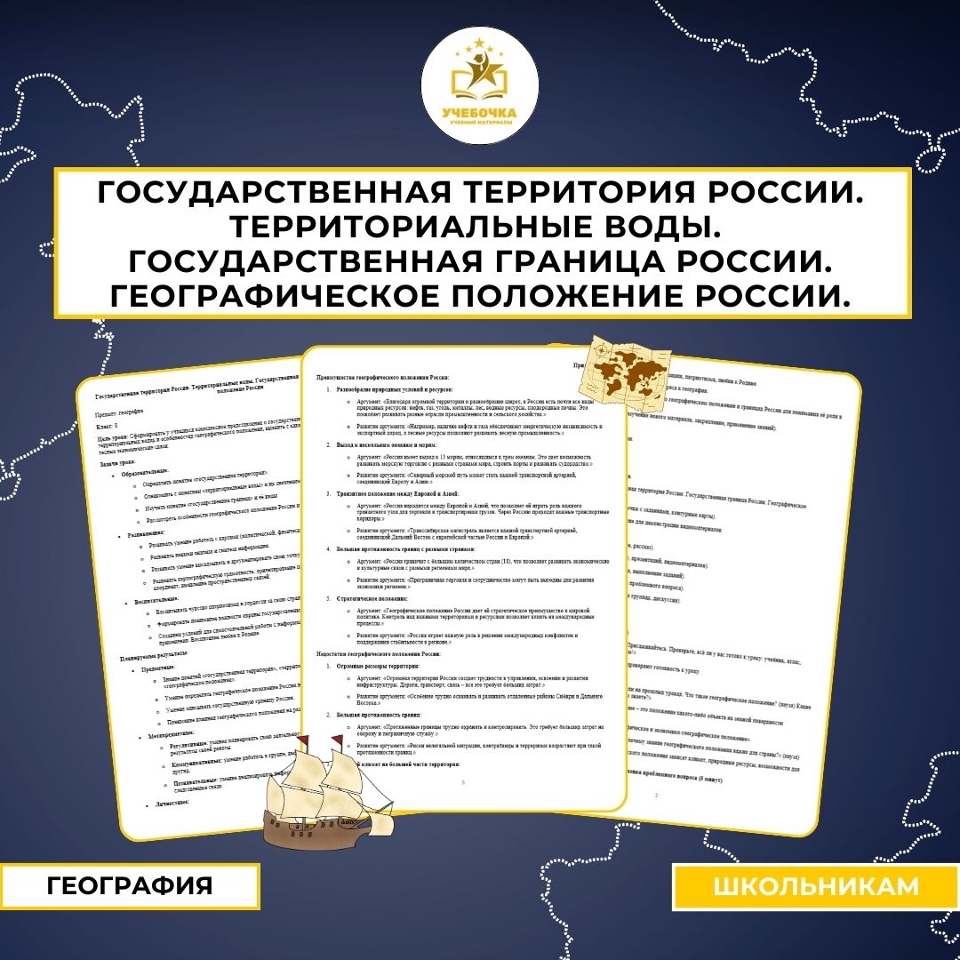 Государственная территория России. Территориальные воды. Государственная граница России. Географическое положение России