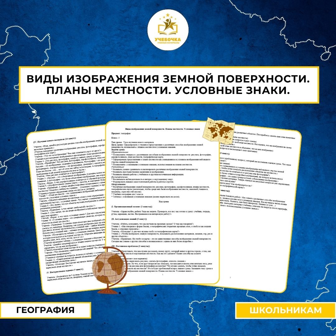 Виды изображения земной поверхности. Планы местности. Условные знаки.