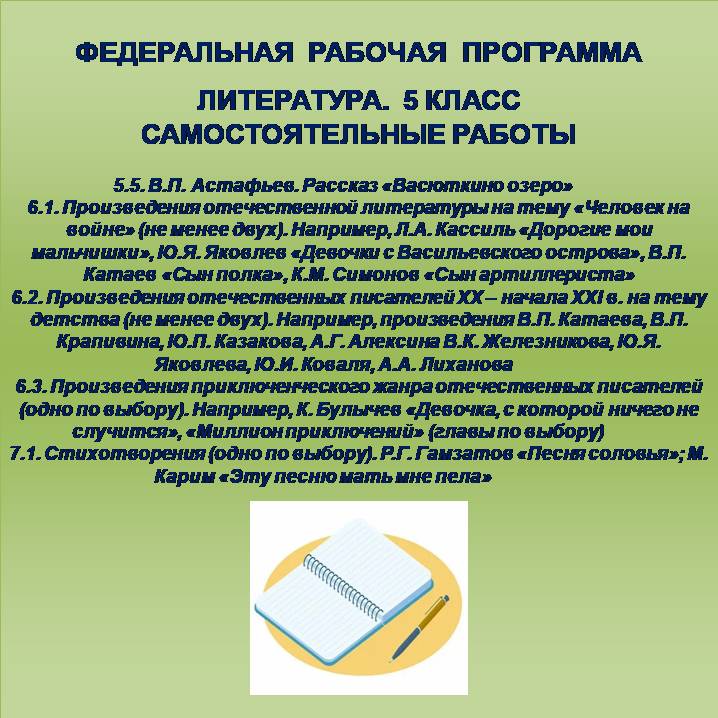 Литература, 5 класс. Самостоятельные работы 16-20